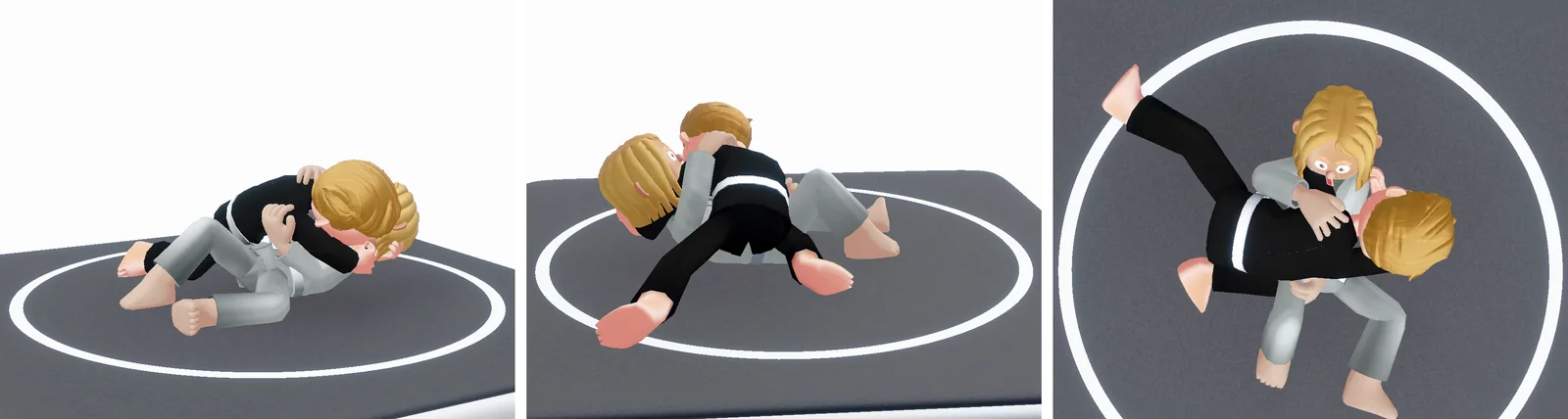 The same side control in Beyond the Mat seen from the side, from low down and from directly above